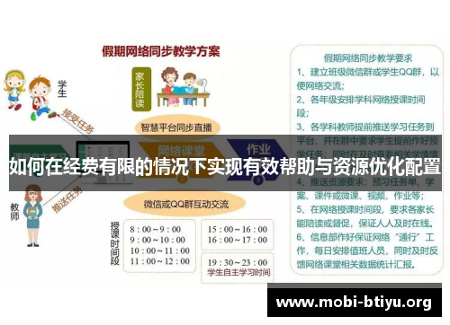 如何在经费有限的情况下实现有效帮助与资源优化配置